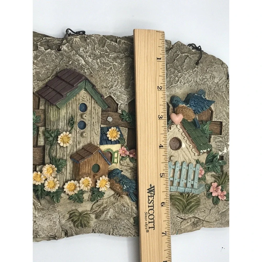 Birdhouses Porch Decor, Resin Slate Plaque, Grey‎ hanging decor